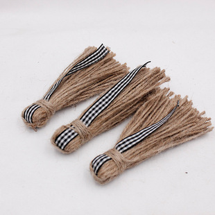 Vintage decorative hanging ear handmade wooden beads hemp rope tassel natural wind hemp rope hanging ear ornaments large quantity discount