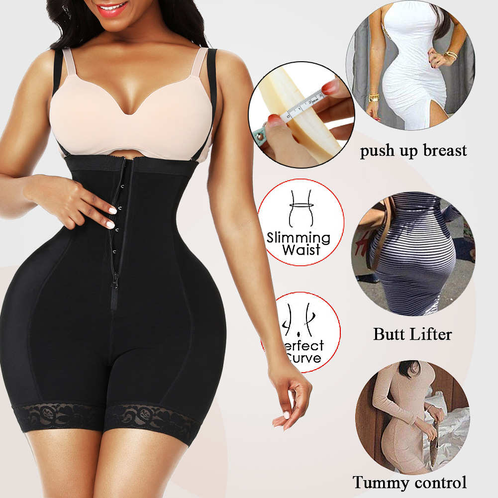 One-piece shapewear zipper-breasted corset bodysuit waist-enhancing butt pads cross-sexy body-shaping tummy-tightening pants butt-lifting pants