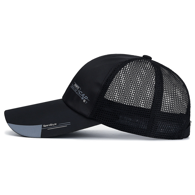 Summer Mesh Breathable Extended Eave Sunshade Baseball CAP Men's Silk Cloth Print CAP Half Mesh Large Eave Low Price Hat