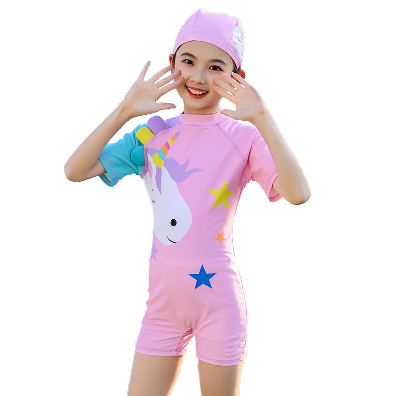 Children's Swimsuit Girls' One-Piece Flat-Corner Quick-Dry Swimsuit for Big Kids and Baby Girls Korean Style Professional Training Swimsuit