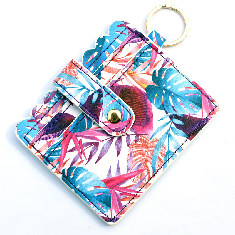 Cross-border Amazon PU leather leopard print keychain card holder bank card holder student bus ID card coin purse