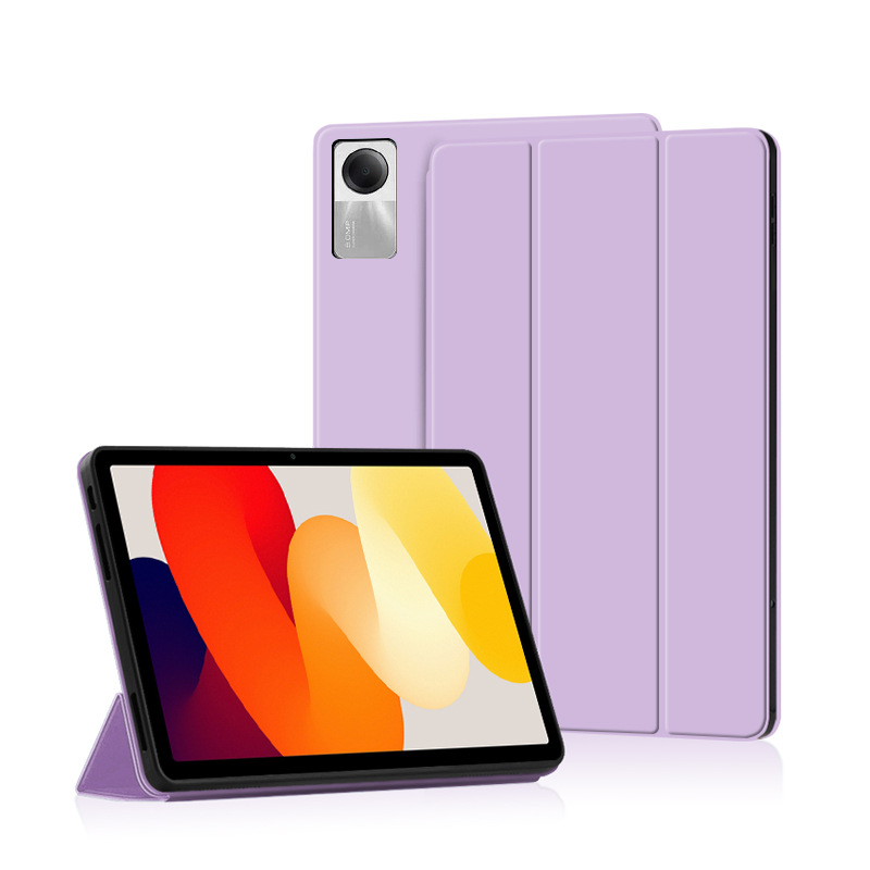Применимо к защитному чехлу для планшета Redmi Pad SE 11-дюймовый красный Mi Pad SE, складной втрое мягкий чехол для компьютера, кожаный чехол «Все включено»