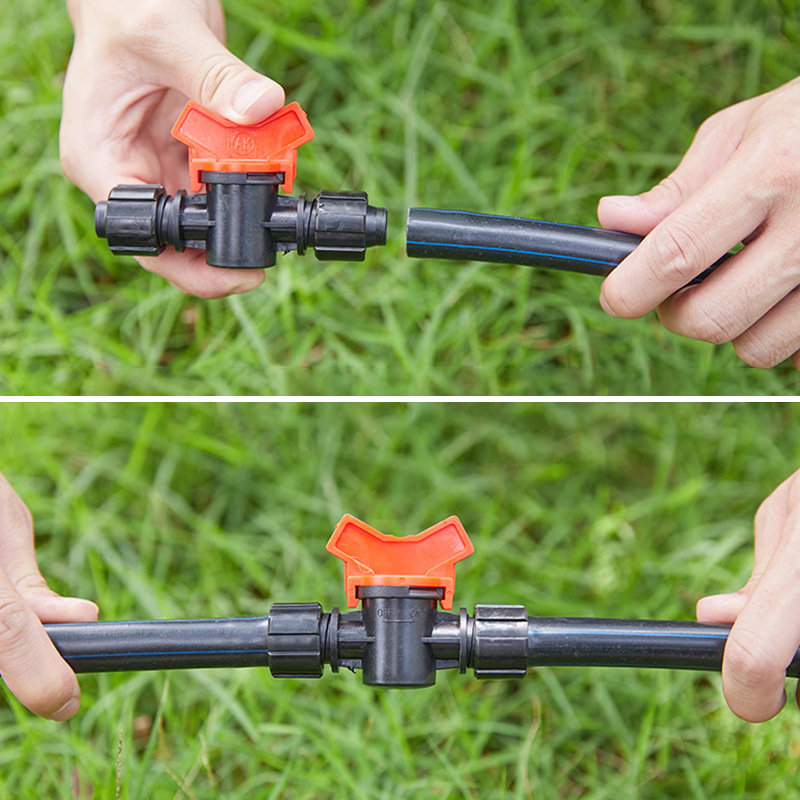 16PE pipe switch ball valve greenhouse irrigation watering flower watering accessories off water boiling water switch double 16mm pipe switch