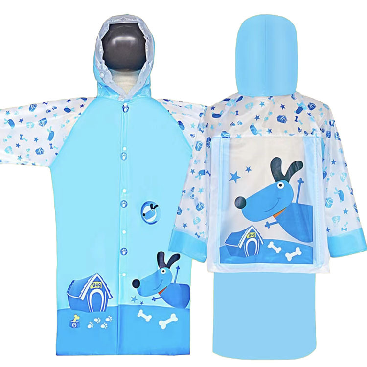 Chen Xing Baby Raincoat Children's Processing Children's Little Dinosaur with Schoolbag PVC Poncho Inflatable Brim Cross-Border