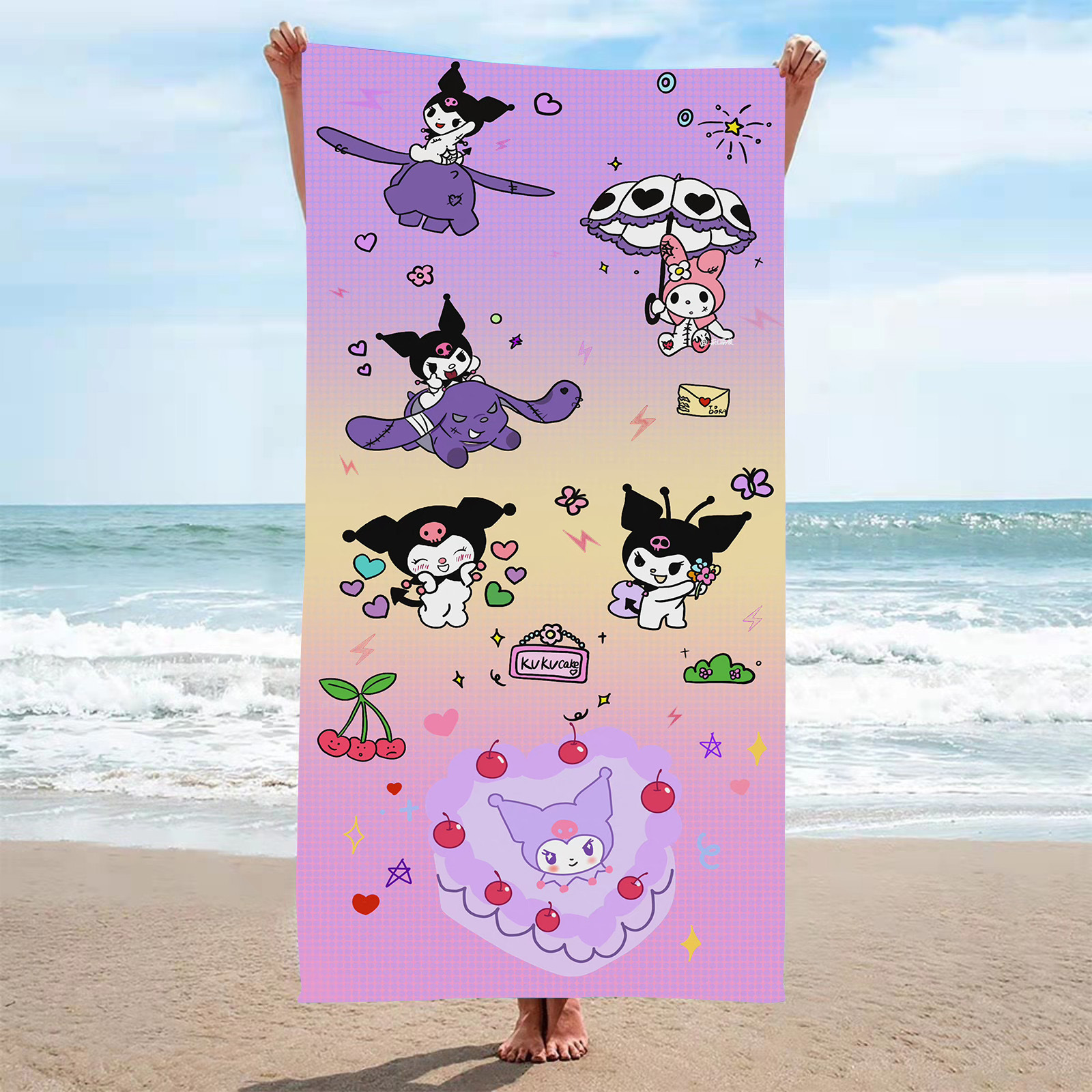 Amazon Cross-border Hot Sale Microfiber Beach Towel Cartoon Animation Digital Printing Square Bath Towel Shawl