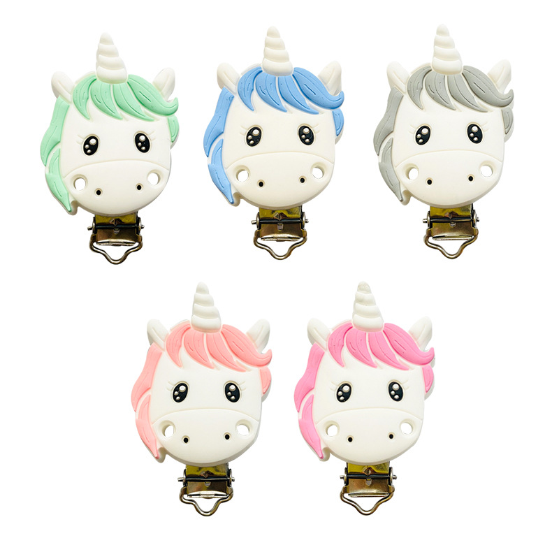 Manufacturers supply cartoon animal silicone pacifier clip hardware duck bill clip baby pacifier accessories