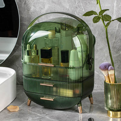 Light Luxury Cosmetic Storage Box Transparent Lipstick Skin Care Storage Rack Home Dust-proof Portable Mask Dressing Table