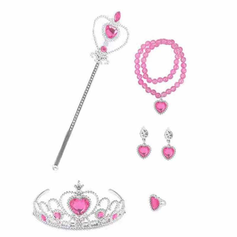 Factory spot Princess Elsa Beauty and the Beast Clothing Accessories Magic Wand Crown Necklace Earrings Ring Set
