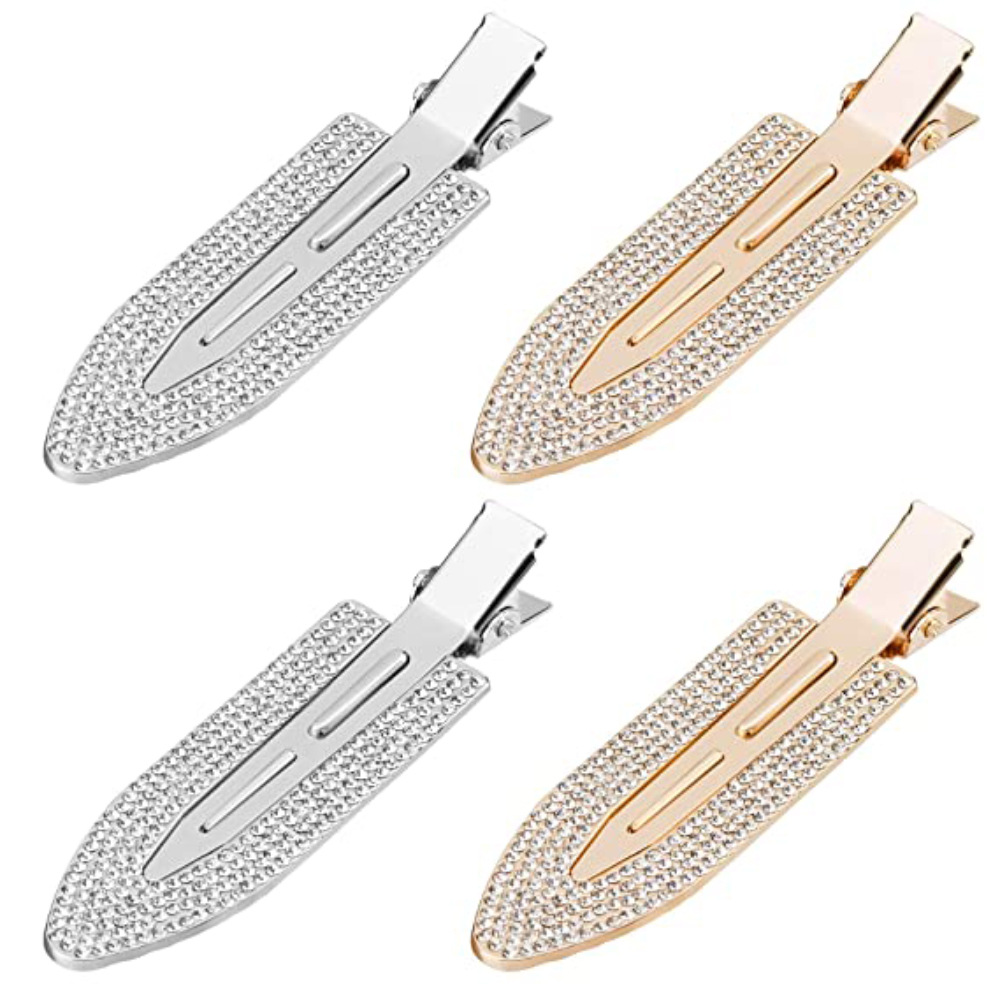 Metal Diamond Seamless Hairpin Female European and American Rhinestone Bangs Duckbill Clip Hairdressing Stylist Positioning Leaf Hairpin