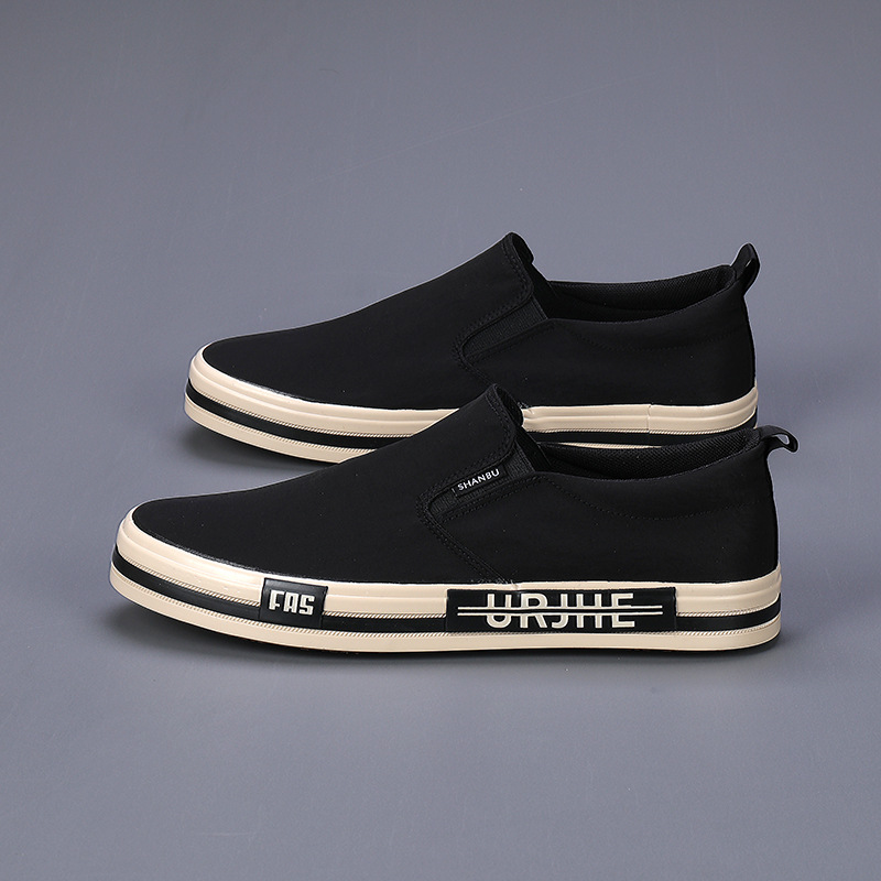 2024 spring casual men's shoes men's canvas slip-on shoes Korean fashion slip-on shoes all-match casual flat shoes