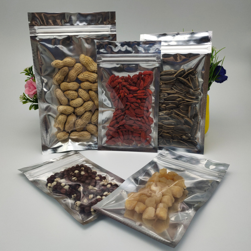 Алюминий-покрынный мешок Инь и Ян ziplock полупрозрачный полиэтиленовый пакет мешок рыбы мешок алюминиевой фольги плоское дно Загерметизировало мешок упаковки еды