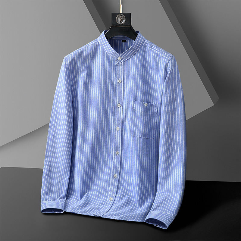 Autumn New plus size Men's Long Sleeve Shirt Business Casual Oxford Striped Shirt Men's Plus Large Top