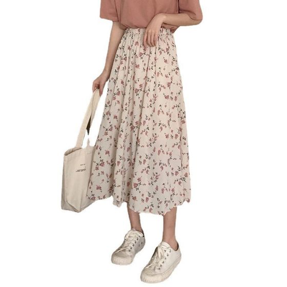 Skirt A- Shaped Flower Fairy Super Fairy Mori Style Fairy Fresh and Slimming Elegant Long Skirt 2024 Summer