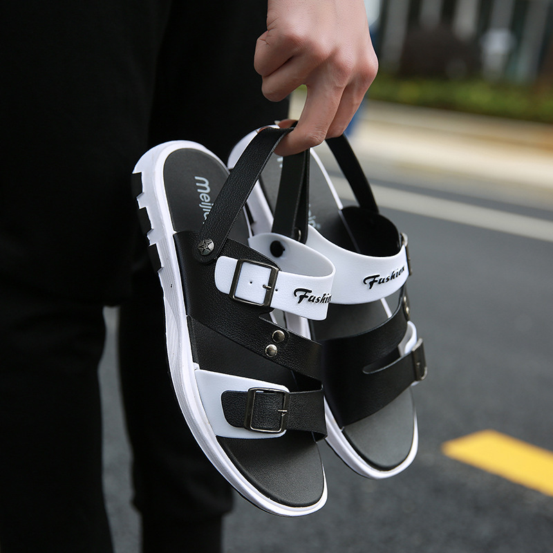 Summer Fashion Men's Sandals Breathable Korean Fashionable Casual Beach Shoes Breathable Flat Dual-purpose Slippers Student Sandals