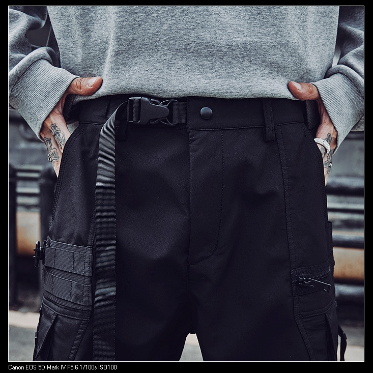 Functional style overalls men's national fashion brand loose ankle-tied heavy industry tactical multi-pocket umbrella pants motorcycle charging trousers