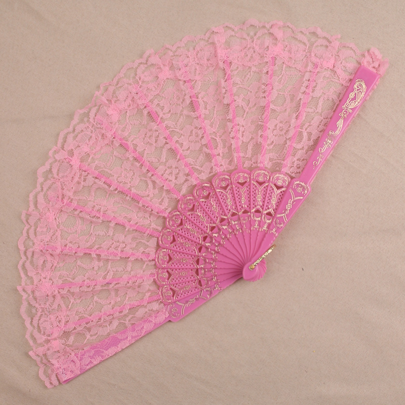 Lace fan Net red fan orchid transparent fan silk fan Chinese style dance fan cheongsam props color multi-factory direct sales