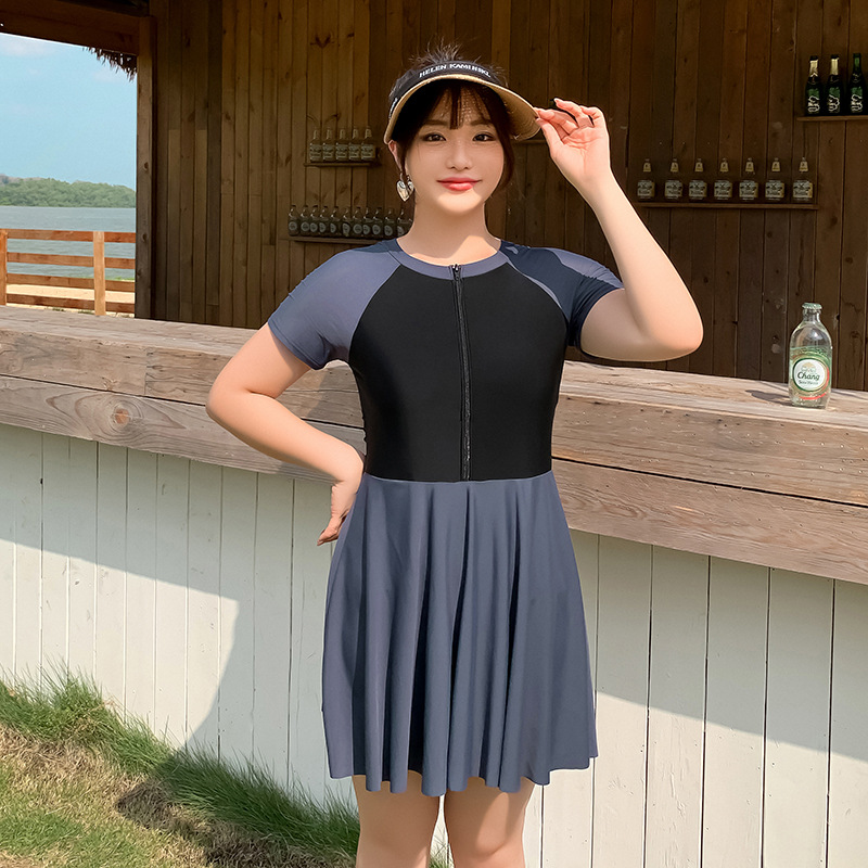 Large Size Swimsuit Women's Swimsuit for Chubby Girls Body-Slimming One-Piece Conservative Professional Sports Chubby Girl Swimsuit 2023 New Style