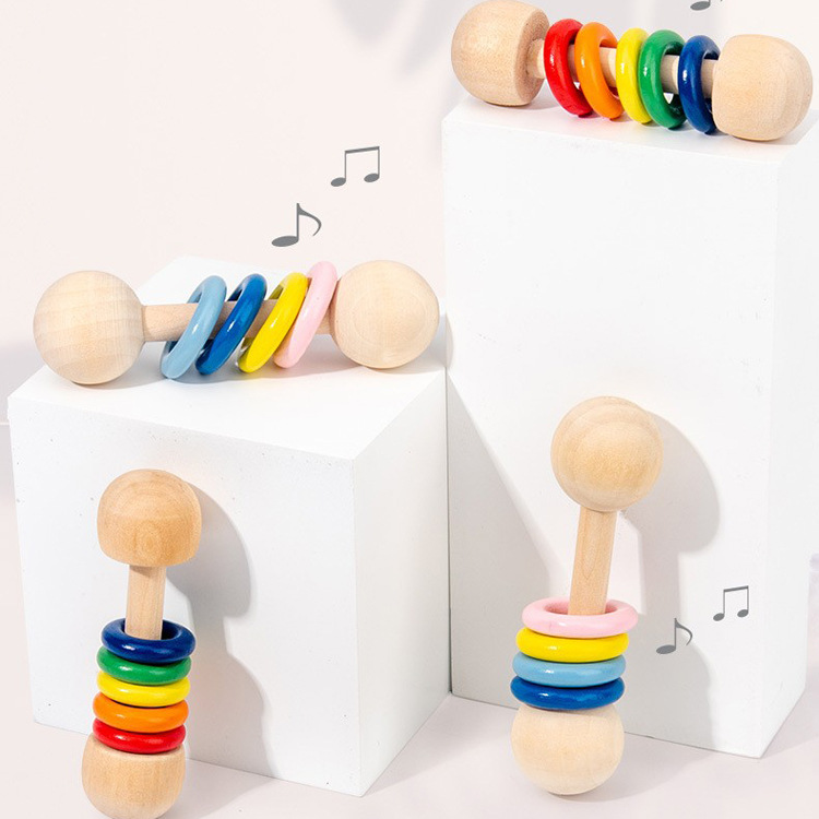 Wholesale puzzle baby hand holding toy four rings Rainbow Five Rings rattles Orff children Musical Instruments musical toys