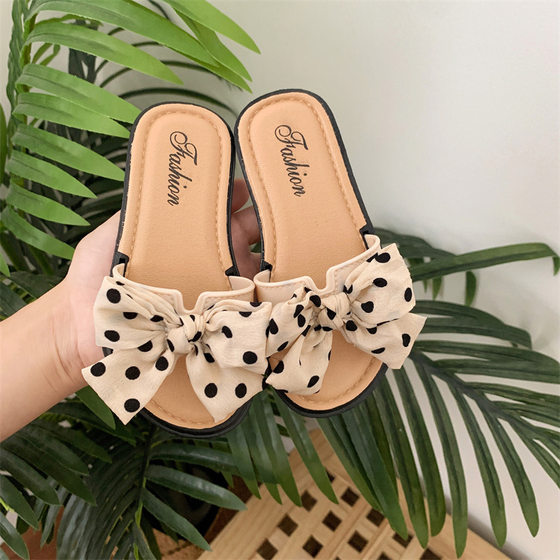 Summer Big Children's Slippers Girls' Sandals Casual Bow Non-slip Outwear Korean Style Soft-soled Women's Shoes
