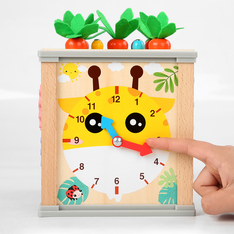 Wooden Pulling Radish and Catch Insects Shape Matching Music Kapping Piano Children's Multifunctional Nine-in-One Hundred Treasure Chest Educational Toys