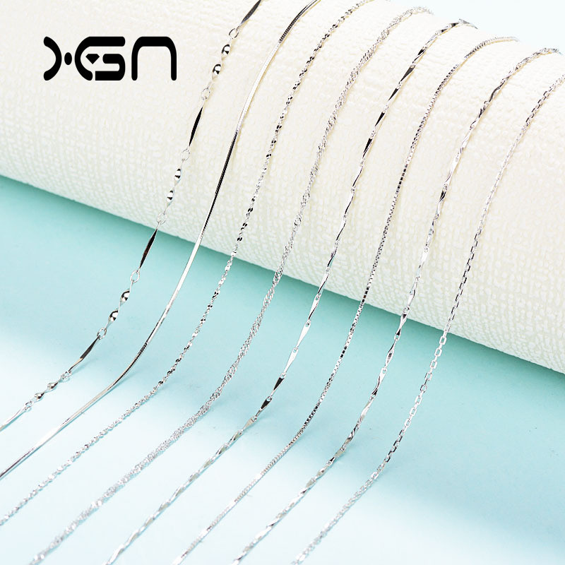 New concept s925 sterling silver with chain melon seed chain Box o-shaped water wave clavicle chain ingot baby's breath star snake bone necklace