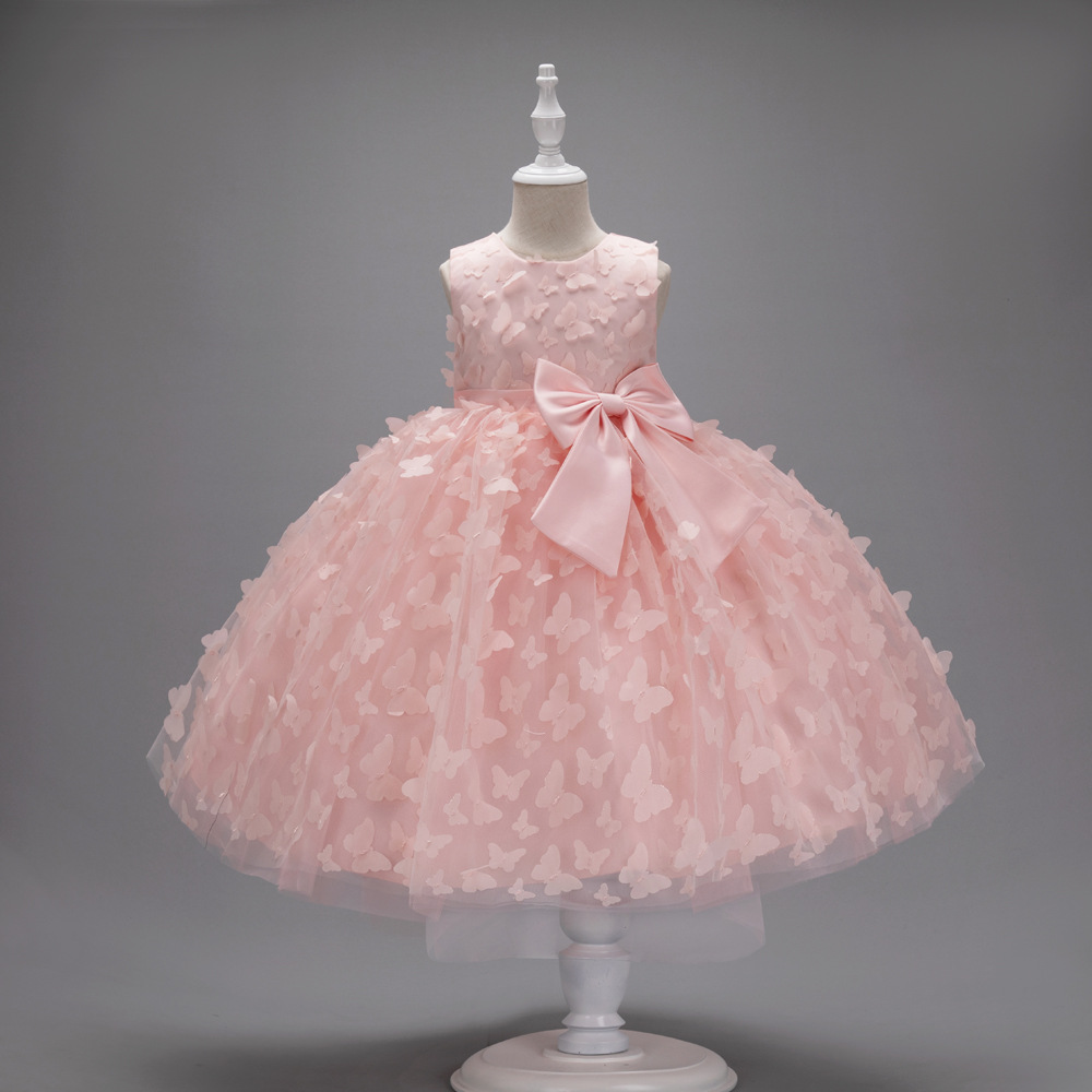 Amazon New Children's Wear Skirt Butterfly Children's Dress Puff Mesh Princess Dress Little Girl Model Show Dress