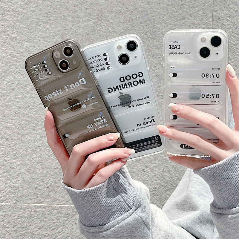 創意鬧鐘適用iPhone15Promax手機殼iPhone14防摔13空氣馬甲11全包