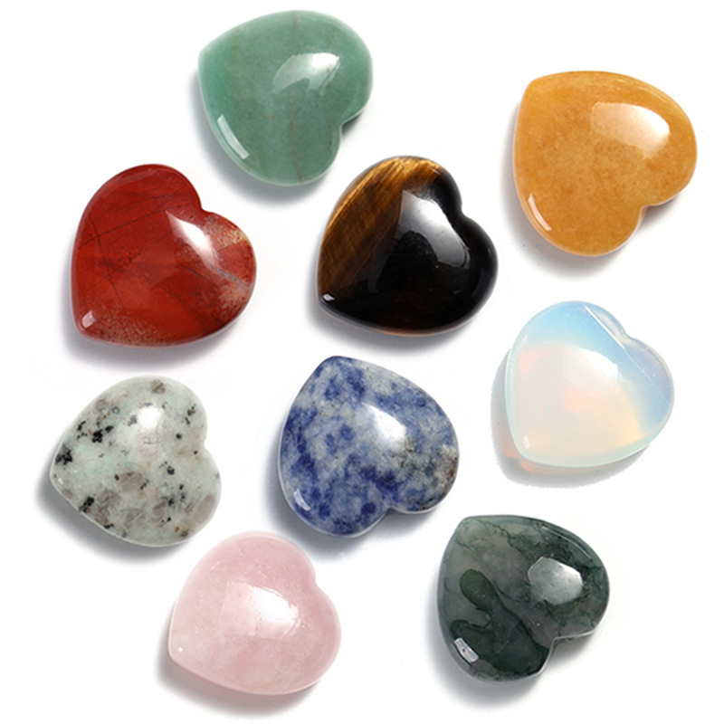 Natural Gem Love Heart 3cm Crystal Peach Heart Pink Crystal Stone Ornaments Natural Heart gemstone