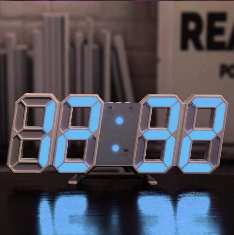 厂销3D数字钟LED3D立体挂钟桌面静音电子闹钟韩国8字钟挂墙钟钟表