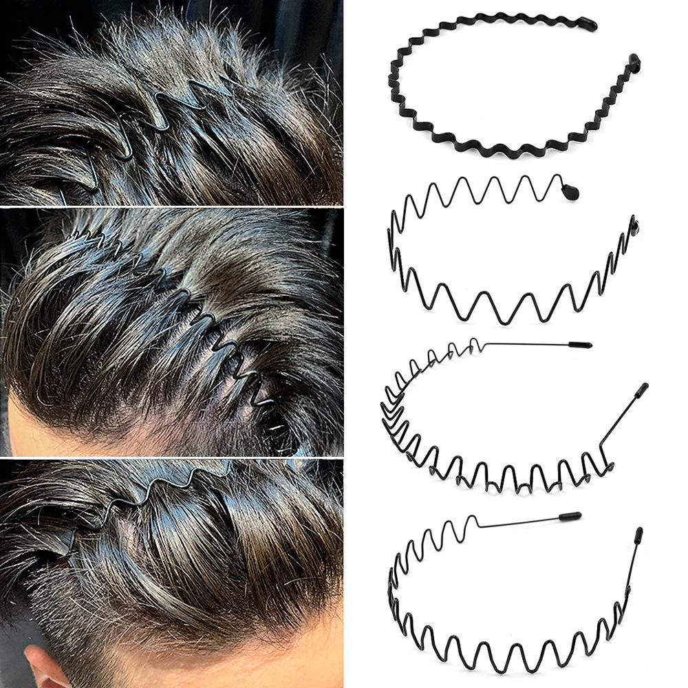 Cross-border wholesale Tide men's and women's headband invisible sports Korean version of big back Headband Black Wave suit hairpin