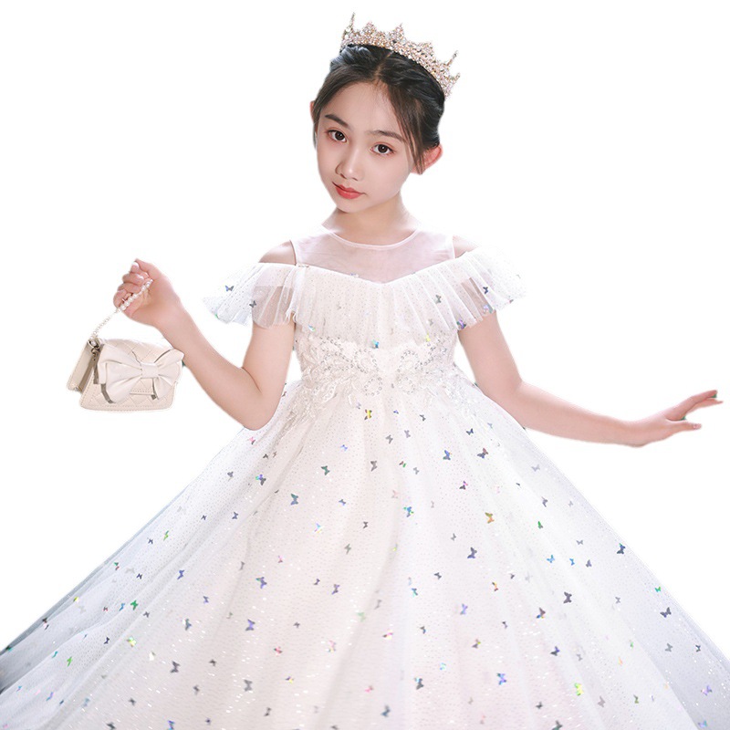 Girls' Evening Dress Birthday Princess Dress High-end Flower Girl's Wedding Puffy Yarn Children's Small Host Piano Performance Dress