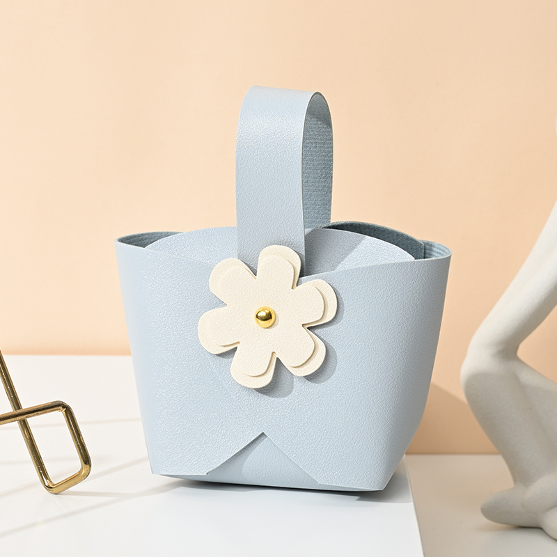 European Style Creative Wedding Candy Box Leather Portable Candy Bag ins Style Wedding Accompanying Gift Return Candy Packaging