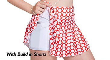 European and American Women's Sports Tennis Golf Culottes Mid-Waist Pleated Sports Shorts High Waist Pocket Pants