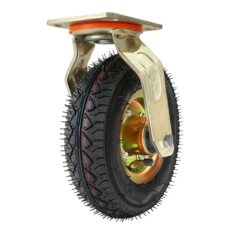 Inflatable universal wheel caster heavy duty 8 inch 10 inch pump wheel 250-4/350-4 rubber wheel mute trolley wheel