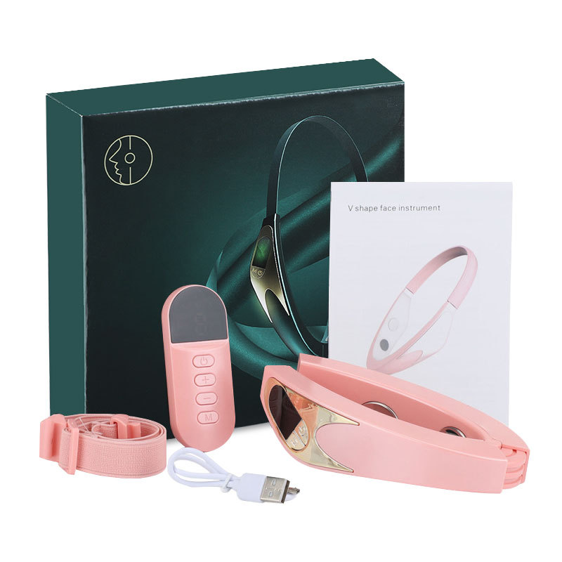 Cross-border micro-current face-slimming instrument EMS lifting and tightening V-face beauty instrument double chin face-slimming hot compress remote control massage instrument
