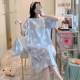 Women's summer nightdress Korean style spring and autumn student home wear cute thin short sleeve cartoon loose maternity pajamas summer