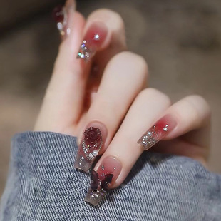 Explosive White Plum Red Camellia Wear A Hot Girl Butterfly Flower Chain Diamond Mix and Match Nail Patch