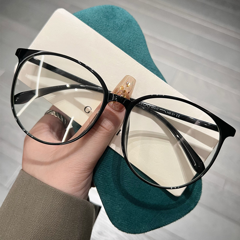 Large frame ultra-light TR glasses myopia women's anti-Blue Ray anti-radiation plain face slimming Korean style glasses frame plain tide