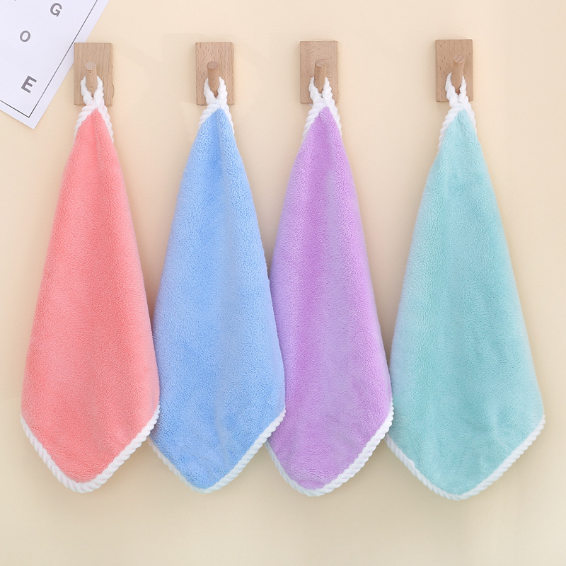 Coral fleece square towel kindergarten small towel universal saliva towel hemp lace wipe hand towel wrapping handkerchief wholesale