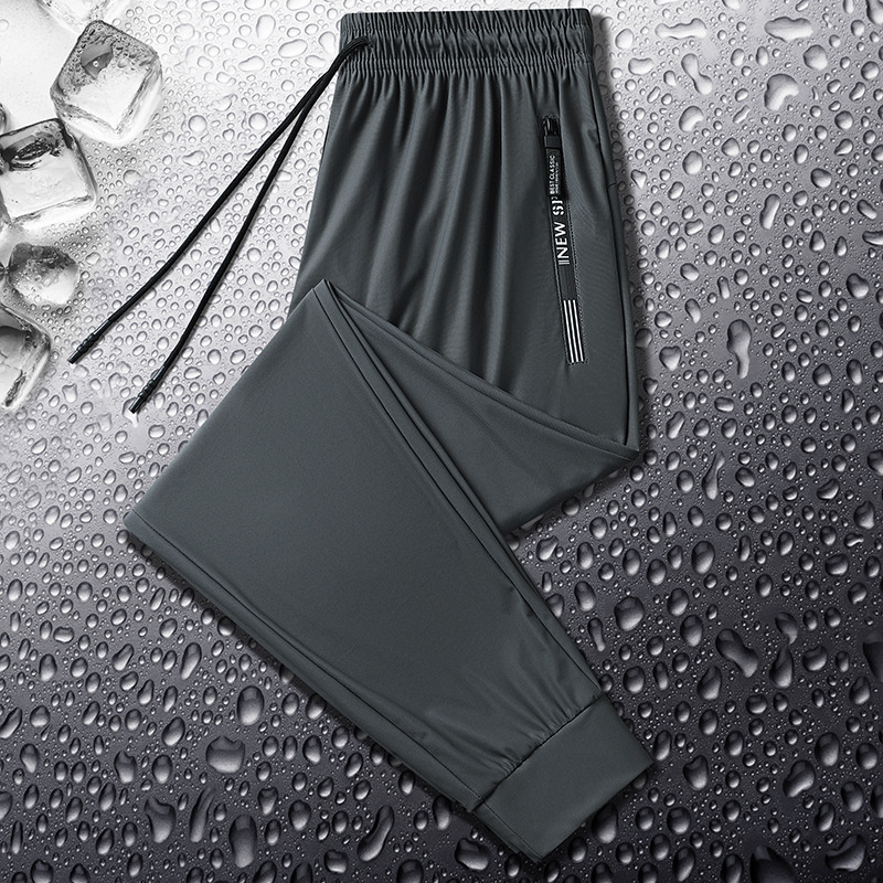 Ice silk pants men's pants summer thin trousers loose big pack foot quick-drying pants sports casual pants
