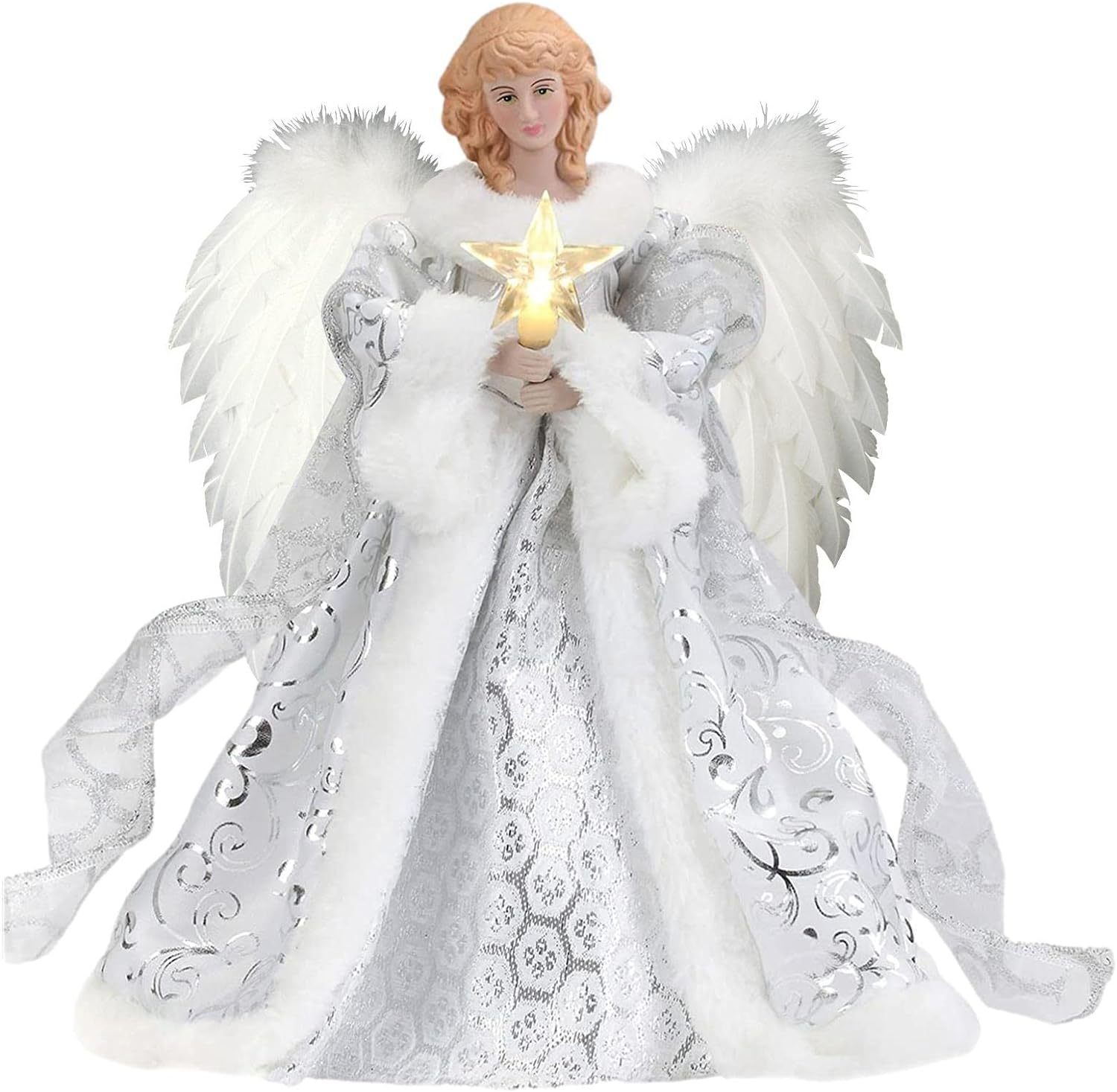 Golden Angel Doll Christmas Tree Topper Star Decoration Imported From Usa Festive Seasonal Decor For Home Office