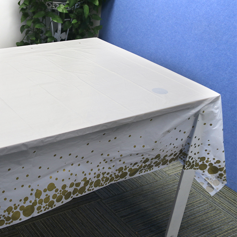 Birthday tablecloth disposable bronzing dot Golden Rose gold dessert table cloth plastic thickened PE tablecloth