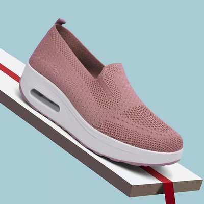 Increased sneaker Women's Cross-border Foreign Trade 2024 New Thick-soled Air Cushion Casual Shoes Mesh Slip-on Walking Shoes for Women