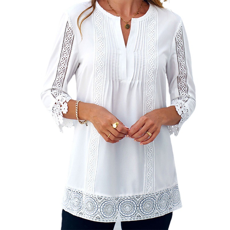 Amazon Cross-border 2022 Summer New Foreign Trade European and American Women's Temperament Design Sense Niche Women's Tops and Shirts