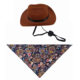 Cross-border New Pet Hat Set Vintage Triangle Towel Pet Accessories Cat Dog Western Cowboy Hat