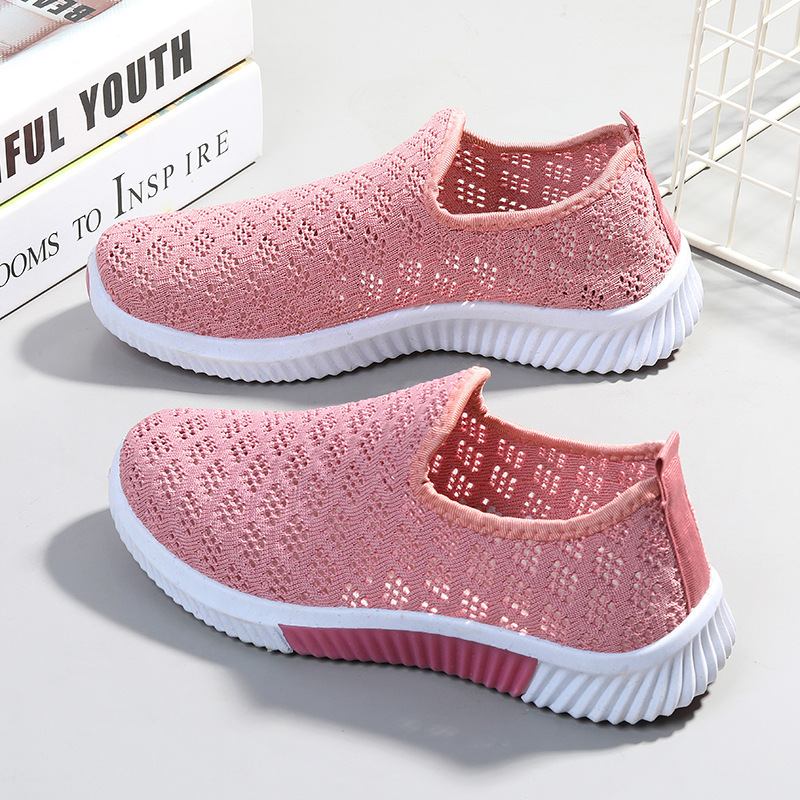 Mesh Shoes Women's 2021 New Cross-border Fly-woven Sneakers Soft-soled Shoes Summer Breathable Mesh Shoes Amazon Daifa