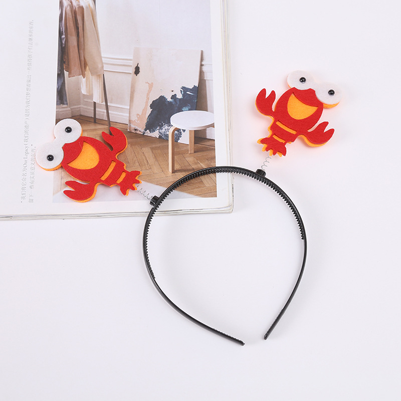 Cartoon Big Crab Headband Cute Children's New Year's Day Performance Hair Clamp Crayfish Headband Travel Photo Headwear Hair Accessories