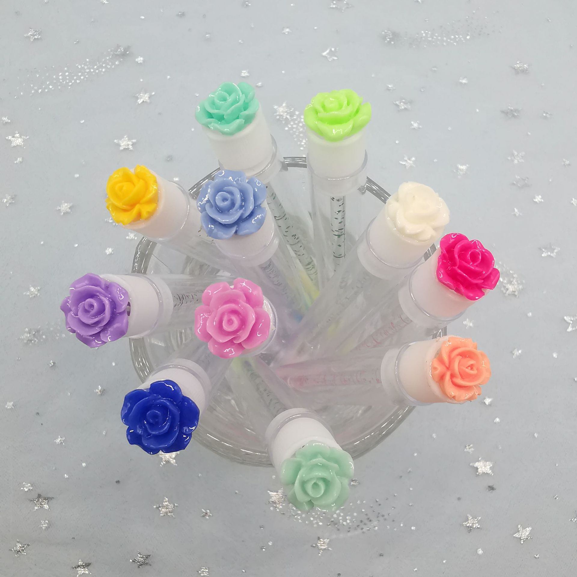 2023 New Style Tube Flower Mascara Brush Reusable Transparent Tube Mascara Brush Rose Variety Multicolor Wholesale