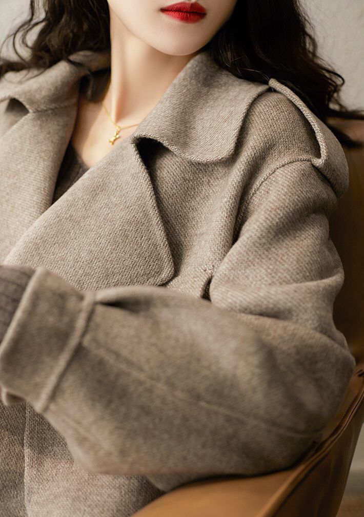 Hepburn-stil ny ulldress dame i britisk stil høst og vinter stilig allsidig løs fransk kort jakke_voghion.com