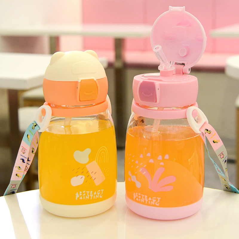 Summer Children's Creative Transparent Plastic Water Cup Portable Kindergarten Primary School Students' Large Capacity Straw Cup